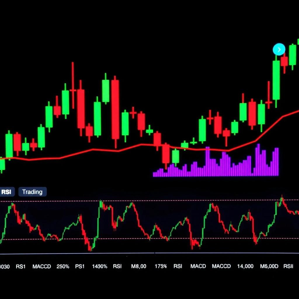 Trading interface con gráficos de velas en tiempo real